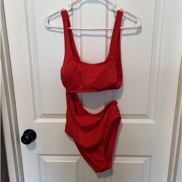 Kona Sol, One Piece Swim, lively red,large side cut out medium coverage NWT Sz M - Picture 5 of 6
